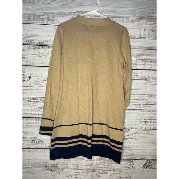 Duluth Trading Co. Shiftless Cardigan Sweater Tan and Navy Long size Medium - Picture 4 of 7